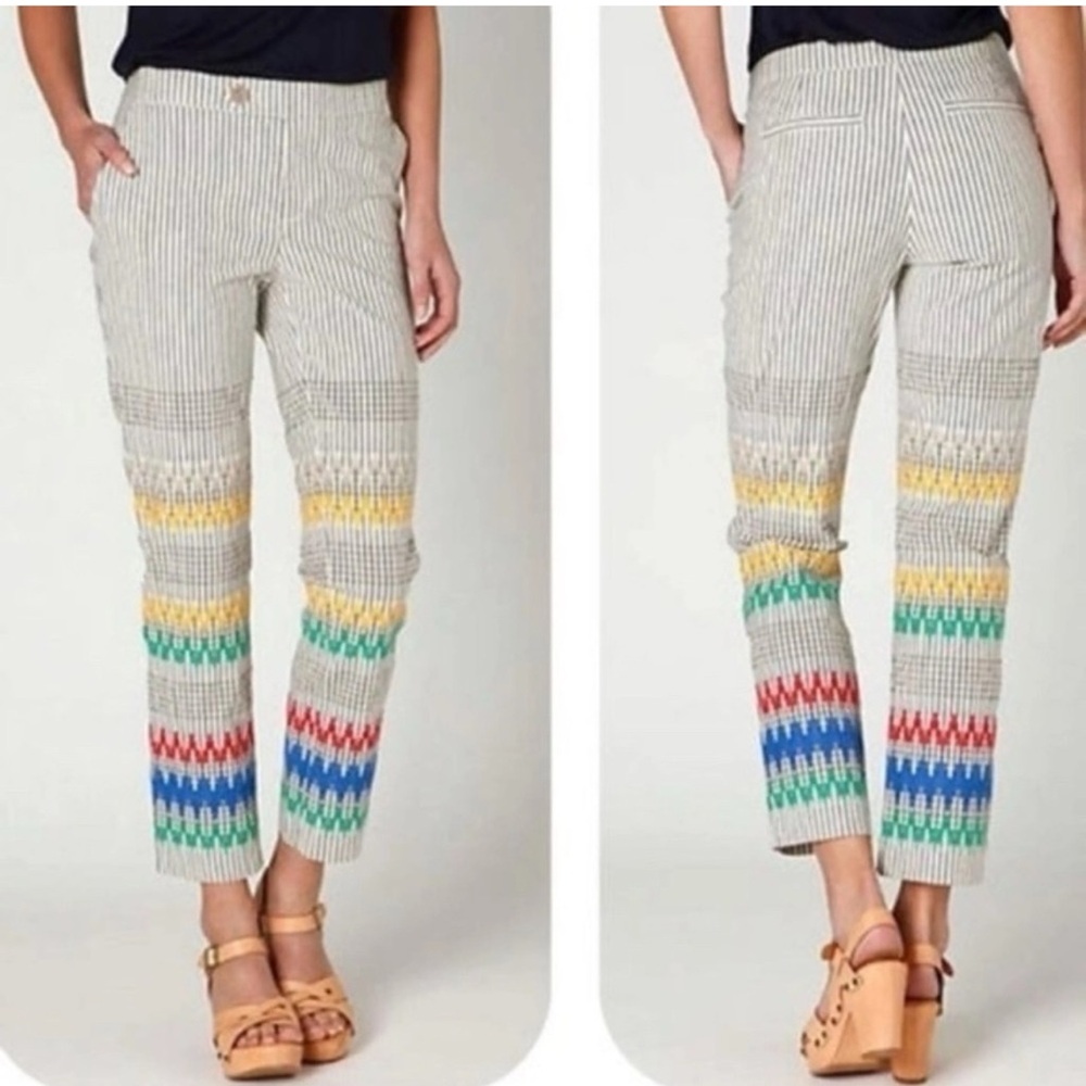 Cartonnier Stripe Crop Pants with Multicolor Chevron Bands
